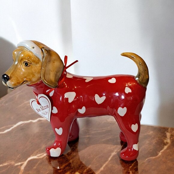 Blue Sky Heather Goldminc BE MINE Beagle Dachshund HEARTS PAJAMAS Figurine - Picture 1 of 11